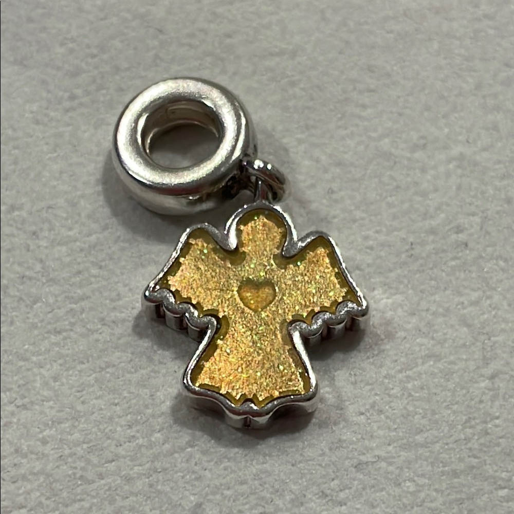 Pandora Yellow Glitter Enamel Snow Angel Dangle Charm